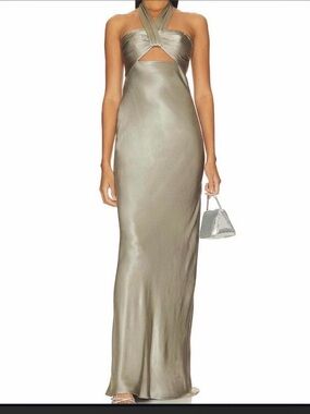 la lune high neck ruched maxi dress Lorenza Pale Lemon High-Neck Ruched Maxi Dress With Draped Skirt Club L London